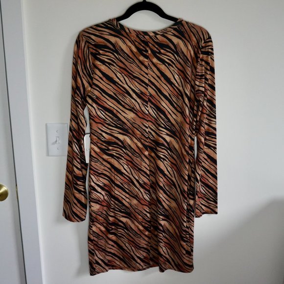 NEW Leith Long Sleeve Minidress - Tiger Print Sz M - Picture 3 of 9